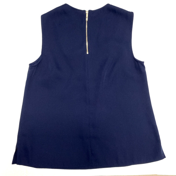 TED BAKER Lulabel Lace Trim Top Blouse Navy Blue Sleeveless Back Zip 2 4… - Picture 3 of 8